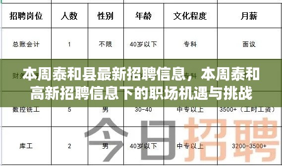 本周泰和高新招聘信息更新，職場機遇與挑戰(zhàn)揭秘