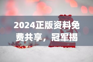 2024正版資料免費(fèi)共享，冠軍揭曉預(yù)告_E VH233.8預(yù)備版