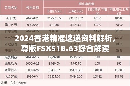 2024香港精準速遞資料解析，尊版FSX518.63綜合解讀