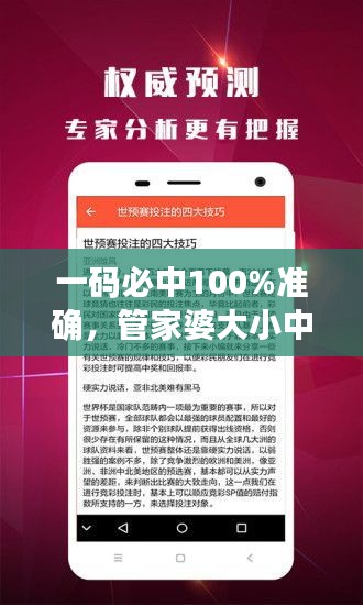 一碼必中100%準(zhǔn)確，管家婆大小中特解析，戶外版ZNA113.77深度剖析