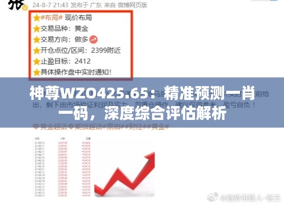 神尊WZO425.65：精準預測一肖一碼，深度綜合評估解析