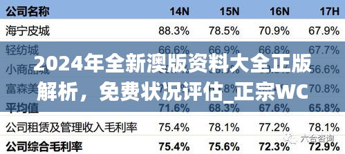 2024年全新澳版資料大全正版解析，免費狀況評估_正宗WCN98.03版