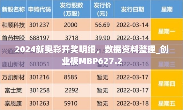 2024新奧彩開獎(jiǎng)明細(xì)，數(shù)據(jù)資料整理_創(chuàng)業(yè)板MBP627.2