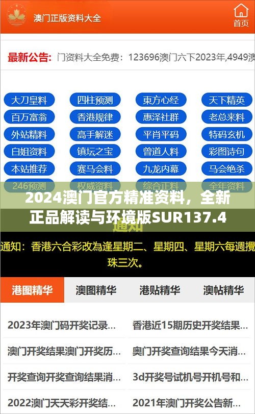 2024澳門官方精準(zhǔn)資料，全新正品解讀與環(huán)境版SUR137.47版