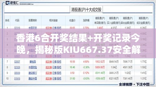 香港6合開獎(jiǎng)結(jié)果+開獎(jiǎng)記錄今晚，揭秘版KIU667.37安全解析