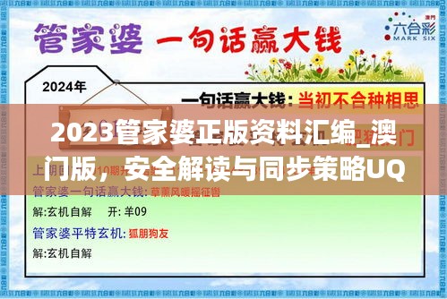 2023管家婆正版資料匯編_澳門版，安全解讀與同步策略UQJ505.33