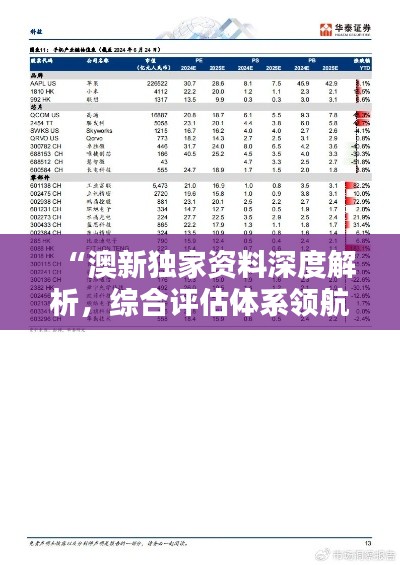 “澳新獨家資料深度解析，綜合評估體系領(lǐng)航版APY425.32”