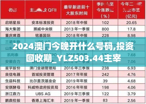 2024澳門今晚開什么號碼,投資回收期_YLZ503.44主宰