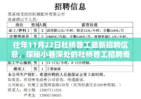 杜橋普工最新招聘信息揭秘，11月22日探秘小巷深處的招聘奇遇記