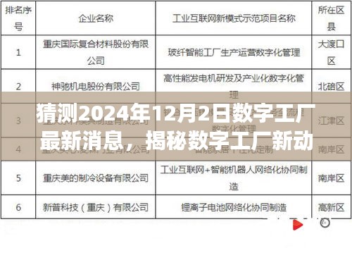 揭秘數(shù)字工廠最新動態(tài)，獨家解讀2024年12月2日數(shù)字工廠進(jìn)展與小巷特色小店探秘