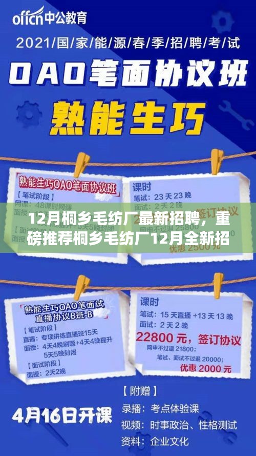 桐鄉(xiāng)毛紡廠12月全新招聘啟事，職業(yè)夢想從這里起航！