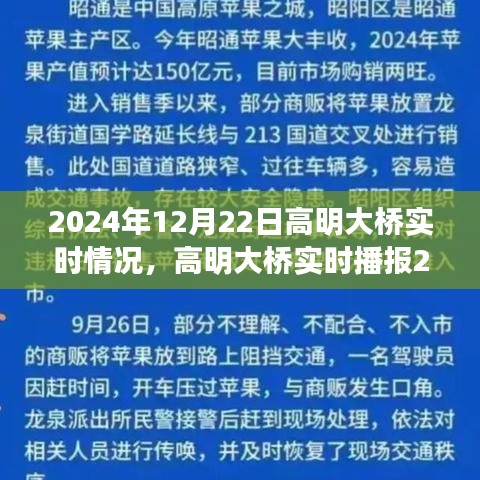 高明大橋?qū)崟r播報，開啟交通新篇章，2024年12月22日實況更新