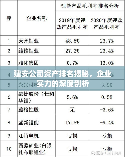 建安公司資產(chǎn)排名揭秘，企業(yè)實(shí)力的深度剖析