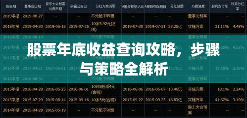股票年底收益查詢攻略，步驟與策略全解析
