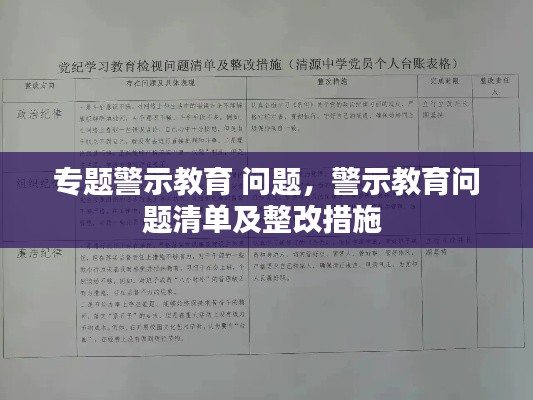 專題警示教育 問題，警示教育問題清單及整改措施 